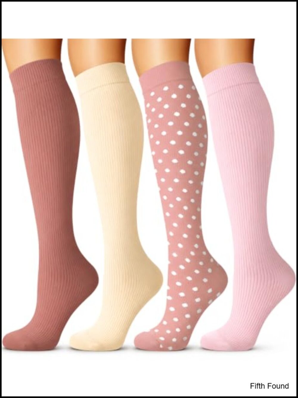 4 Pairs Compression Socks Women Men 15-20 mmHg Knee-High